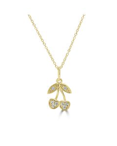 0.05 Cts White Diamond CHERRY  Pendant in 14K Yellow Gold