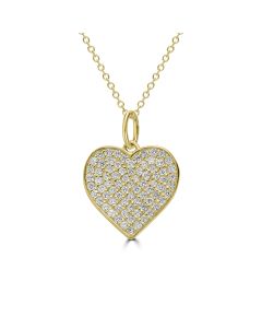 0.38 Cts White Diamond HEART Pendant in 14K Yellow Gold