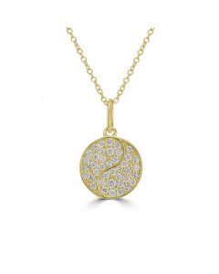 0.33 Cts White Diamond YIN YANG Pendant in 14K Yellow Gold