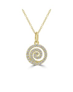 0.20 Cts White Diamond SPIRAL Pendant in 14K Yellow Gold