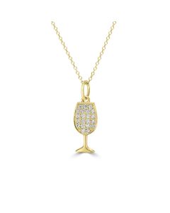 0.14 Cts White Diamond WINE Pendant in 14K Yellow Gold