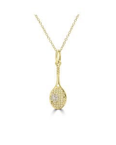 0.03 Cts White Diamond TENNIS Pendant in 14K Yellow Gold