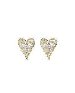 1.31 Cts Lab Grown Diamond Heart Earring in 925 Yellow Gold Plated