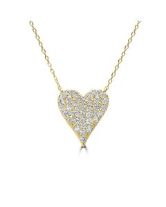 1.31 Cts Lab Grown Diamond Heart Necklace in 925 Yellow Gold Plated