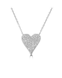 1.31 Cts Lab Grown Diamond Heart Necklace in 925 Platinum Plated