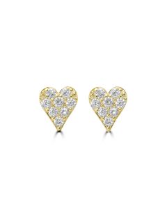0.55 Cts Lab Grown Diamond Heart Earring in 925 Yellow Gold Plated