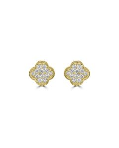 1 Cts Lab Grown Diamond Clover Earring in 925 Yellow Gold Plated