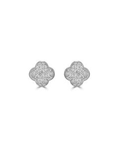 1 Cts Lab Grown Diamond Clover Earring in 925 Platinum Plated