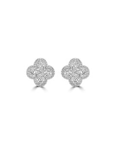 0.59 Cts Lab Grown Diamond Clover Earring in 925 Platinum Plated