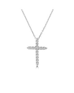 0.55 Cts Lab Grown Diamond Cross Pendant in 925 Platinum Plated
