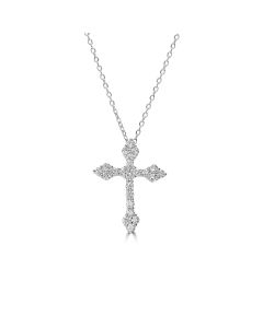 1.13 Cts Lab Grown Diamond Cross Pendant in 925 Platinum Plated