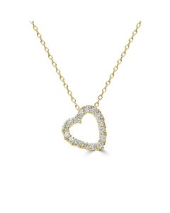 0.54 Cts Lab Grown Diamond Heart Necklace in 925 Yellow Gold Plated
