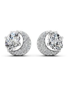 1.80 DEW White Moissanite Earring in 14K White Gold