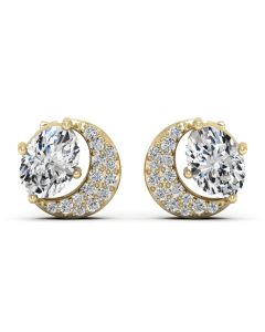1.80 DEW White Moissanite Earring in 14K Yellow Gold