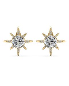 3.40 DEW White Moissanite Earring in 14K Yellow Gold