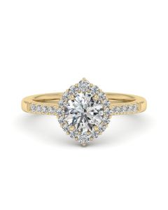 1.00 DEW Round White Moissanite Ring in 14K Gold
