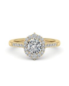 1.00 DEW Cushion White Moissanite Ring in 14K Gold
