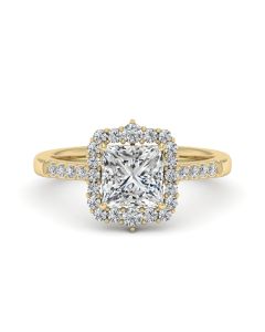 1.70 DEW Princess Cut White Moissanite Ring in 14K Gold