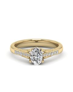 1.00 DEW Oval White Moissanite Ring in 14K Gold