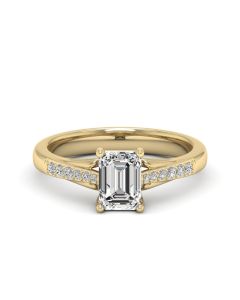 1.00 DEW Octagon White Moissanite Ring in 14K Gold
