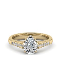 1.50 DEW Pear White Moissanite Ring in 14K Gold