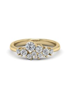 0.73 DEW Round White Moissanite Ring in 14K Yellow Gold