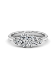 0.73 DEW Round White Moissanite Ring in 14K White Gold