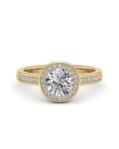 1.00 DEW Round White Moissanite Halo Ring in 14K Gold