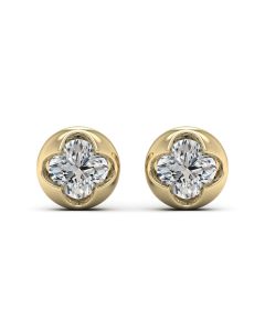 2.20 DEW White Moissanite Earring in 14K Yellow Gold