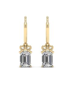 2.10 DEW White Moissanite Earring in 14K Yellow Gold