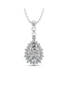 1.50 DEW Pear White Moissanite Pendant in 14K White Gold