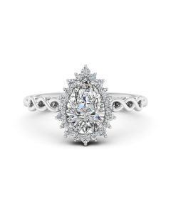 1.50 DEW Pear White Moissanite Ring in 14K White Gold