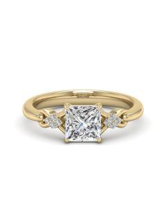 1.30 DEW Princess Cut White Moissanite Ring in 14K Yellow Gold