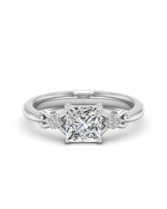 1.30 DEW Princess Cut White Moissanite Ring in 14K White Gold