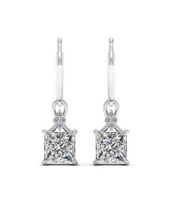 2.60 DEW White Moissanite Earring in 14K White Gold