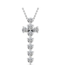 1.00 DEW Round White Moissanite Pendant in 14K White Gold