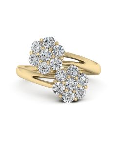 1.40 DEW Round White Moissanite Ring in 14K Yellow Gold