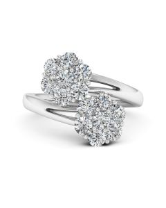 1.40 DEW Round White Moissanite Ring in 14K White Gold