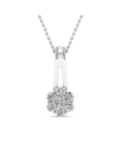 0.77 DEW Round White Moissanite Pendant in 14K White Gold