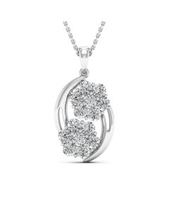1.54 DEW Round White Moissanite Pendant in 14K White Gold