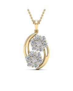 1.54 DEW Round White Moissanite Pendant in 14K Yellow Gold