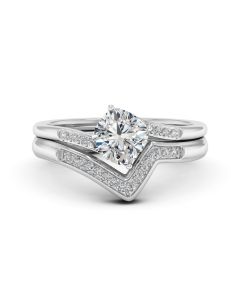 1.10 DEW Cushion White Moissanite Ring in 14K White Gold