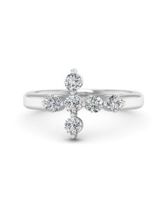 0.60 DEW Round White Moissanite Ring in 14K White Gold