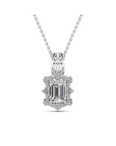 1.05 DEW Octagon White Moissanite Pendant in 14K White Gold