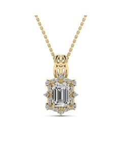 1.05 DEW Octagon White Moissanite Pendant in 14K Yellow Gold