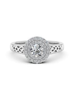 0.50 DEW Round White Moissanite Ring in 14K White Gold
