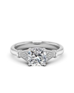 2.00 DEW Cushion White Moissanite Ring in 14K White Gold
