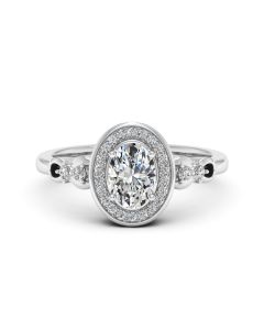 1.00 DEW Oval White Moissanite Ring in 14K White Gold