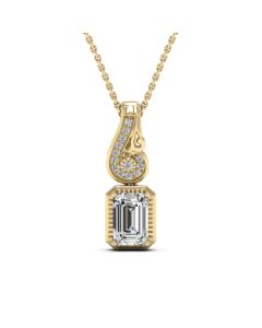 1.05 DEW Octagon White Moissanite Drop Pendant in 14K Gold