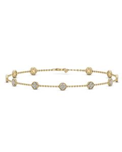 1.32 DEW White Moissanite Bracelet in 14K Yellow Gold